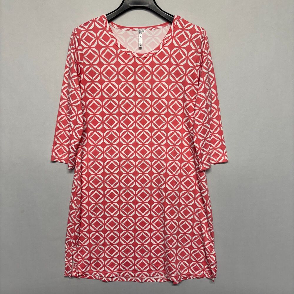 Lulu-B Women 3/4 Sleeve Mini Resort Dress Size Medium Geometric C132 -22